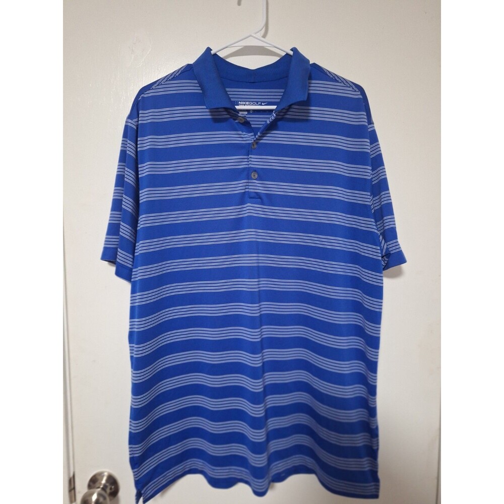 NIKE Men’s Sz XL Golf Dri Fit Tour Performance Polo Shirt‎ Blue Stripe